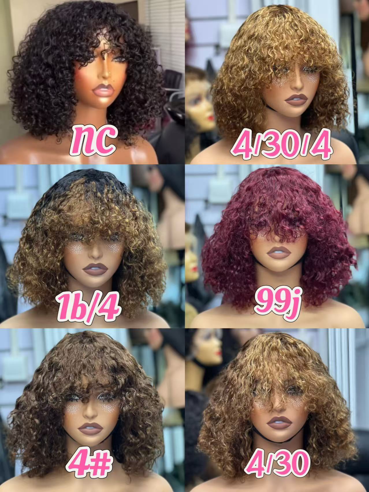 Fringe Curly machine Bob